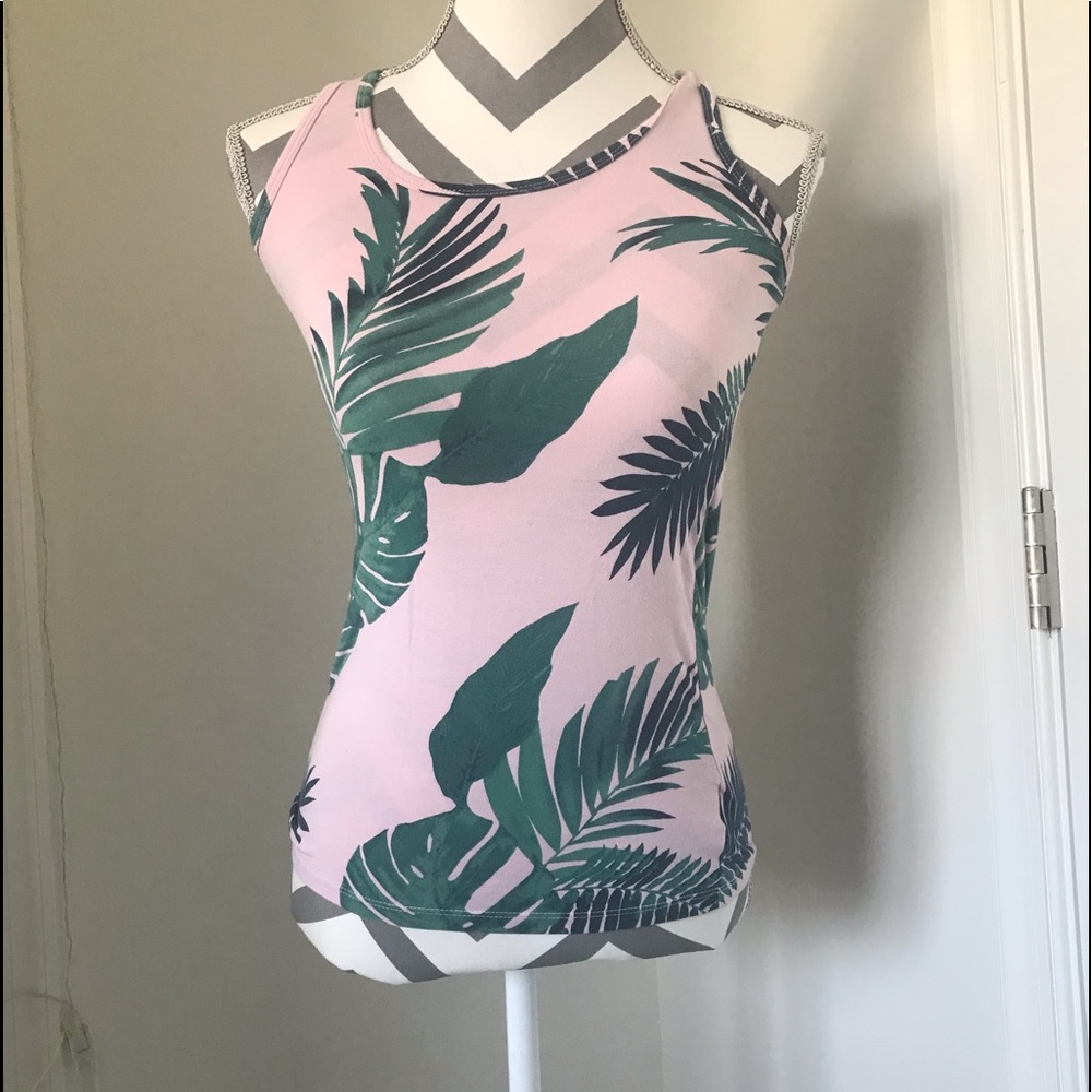 Pink and green tank top